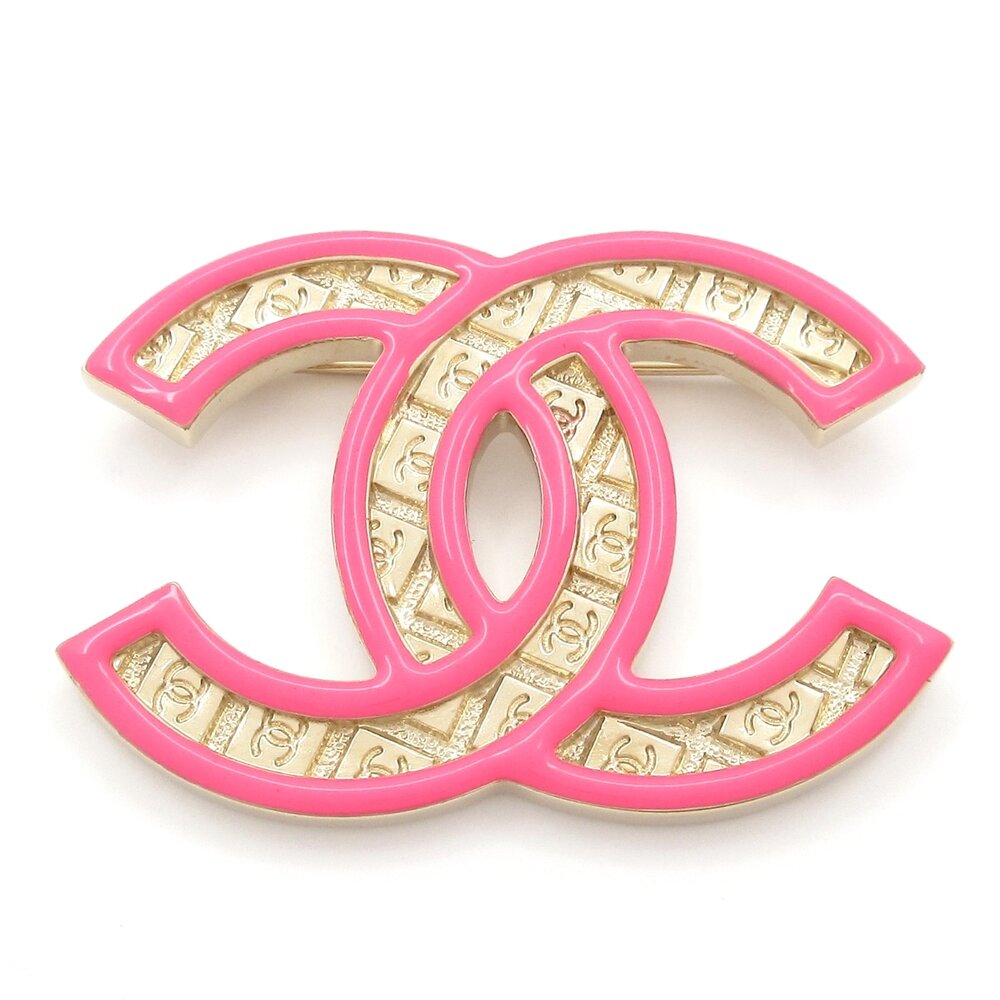 Chanel Coco Brooch Gold Pink